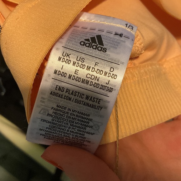 Adidas Sports Bra Crop Top M L Orange White - Picture 3 of 3
